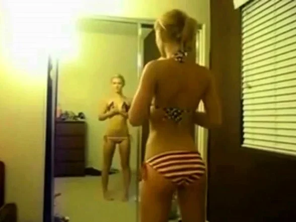Dance! Teen does a mirror dance on webcam