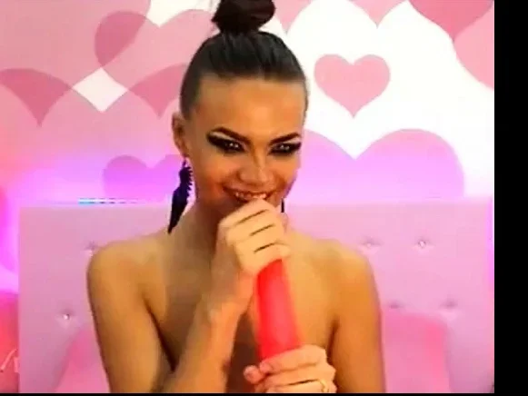 Pink dildo deepthroating by a hot chick DTD