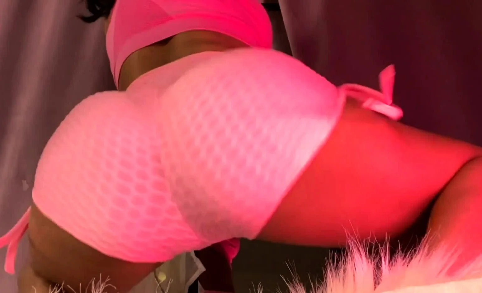 Pink labia close up of naive brunette