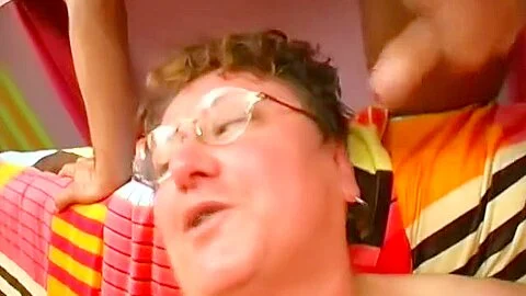 Fat Grandma Gets Two Cocks In Her And Cum On Her Reading Glasses