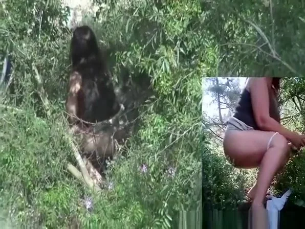 Woman spied peeing outdoors in the bushes