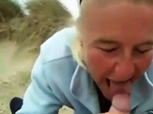 Mature Mom sucks dick her boy outdoor! Amateur!
