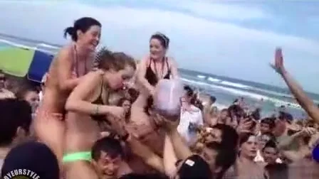 Bunch of horny guys grabbing the ravishing girls