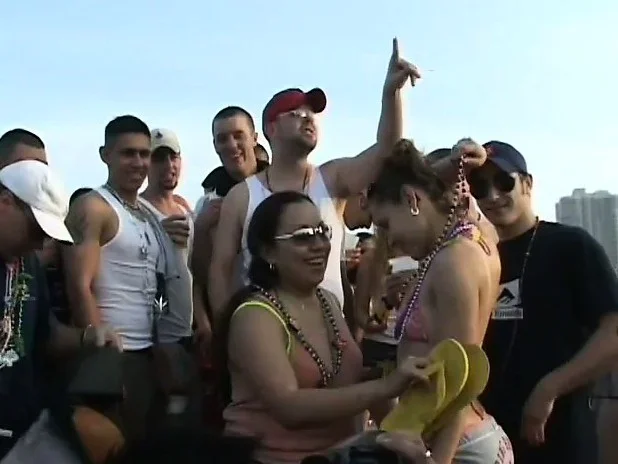 Bitches go wild and show off their tits during spring break parties