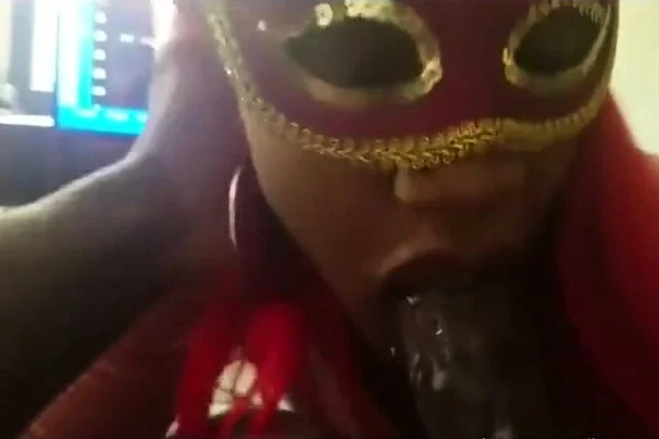 Masked Ebony Chick Swallow After Blowjob