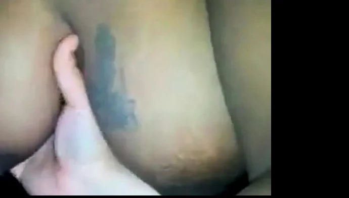Ebony big nippled handjob
