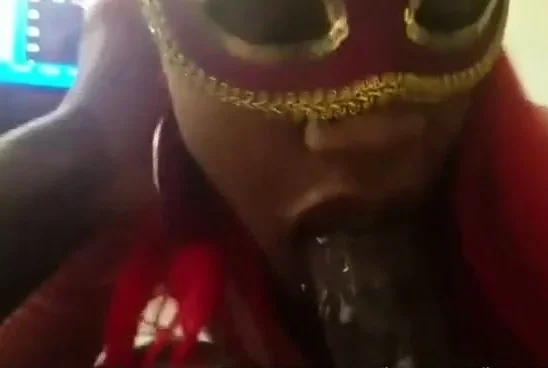 Masked Ebony Chick Swallow After Blowjob