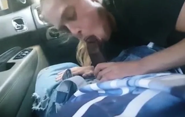 HOMEMADE AMATEUR BLOND SLUT SUCKING BBC IN CAR