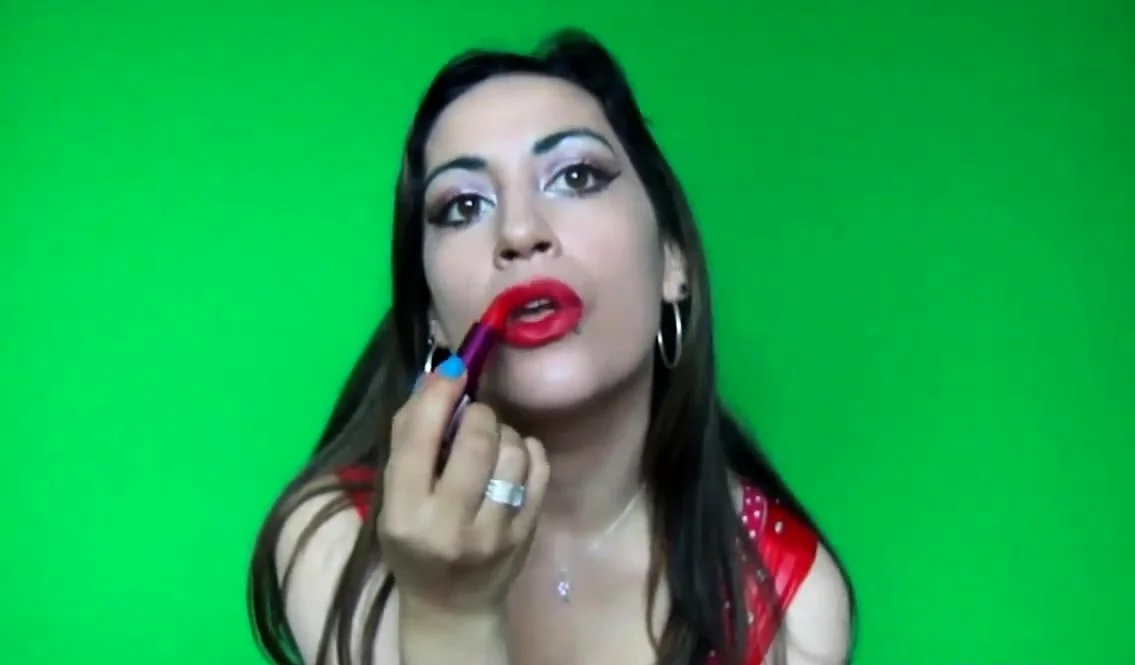 Red lipstick makeup fetish