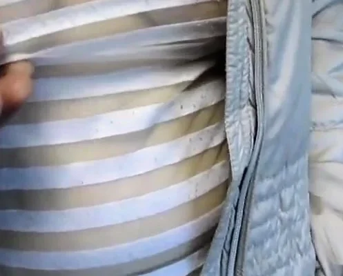 Touching tits in see-throu blouse in a market