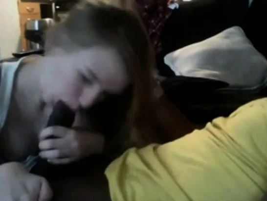 Blonde blows her friend's big black dick