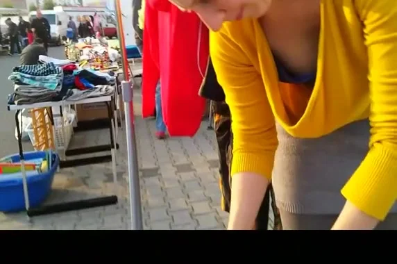 Small boobs woman down blouse