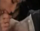 Girl blows two guys - Male female cum kissing