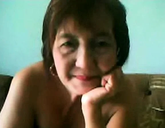 Fat Granny Asian lady on cam showing goods on cam