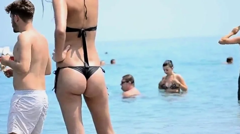 Amazing ass greek babe beach