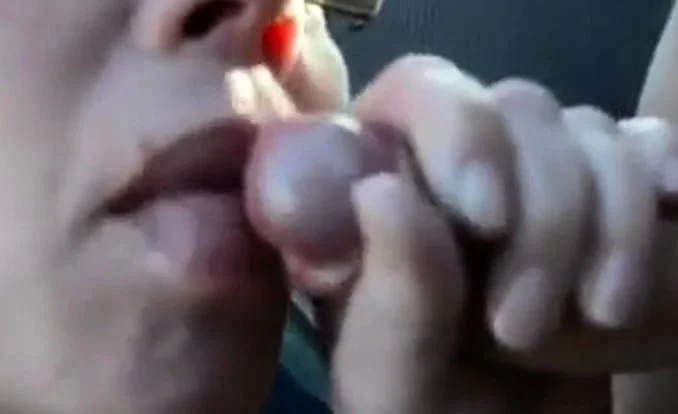 Mouthful of cum for girl next to car in park!