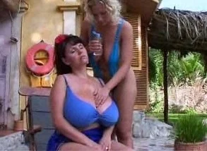 Blonde Chikita shows off her big boobs and bush
