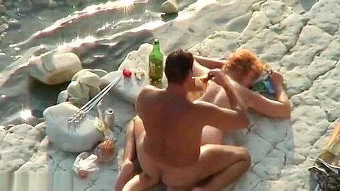 Voyeur Guy Wanking And Fuck Redhead Girl On A Public Beach