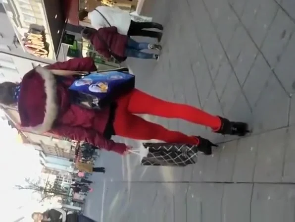 Hot ass chick in red leggings