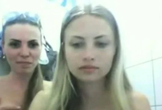 Two hotties teasing in public bathroom part 2