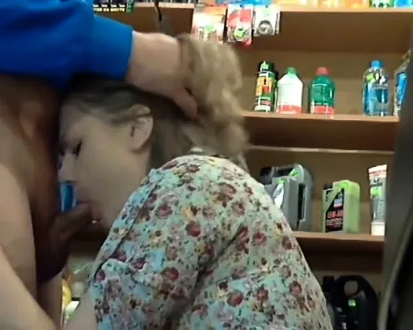 Sucks cock at work in the store