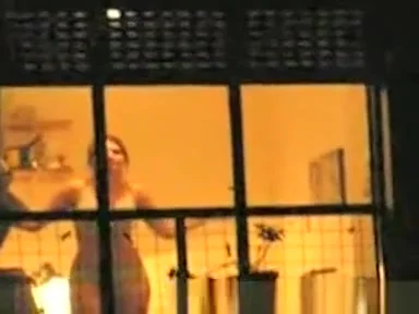 woman peeked through window