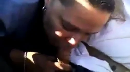 Blonde girl sucks the Taxi driver on the move