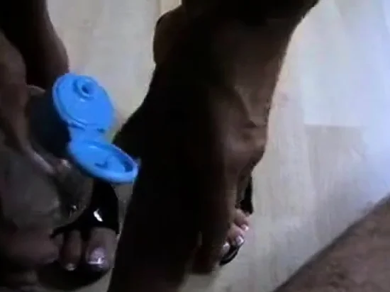 Cockmassage with Black Mules