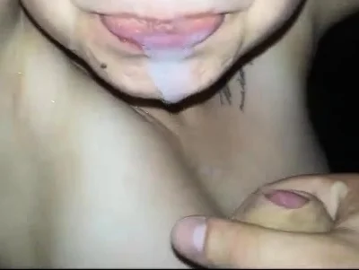 My girl takes my cumshot