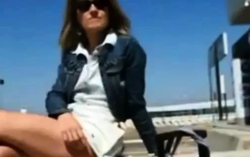Horny girl on the airport