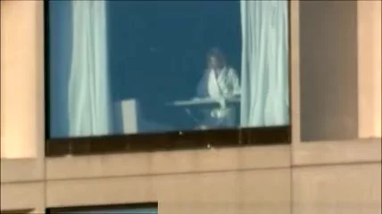 Spying hotel room window