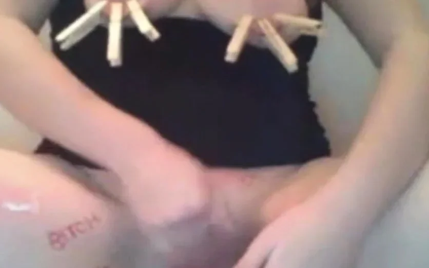 dirty slut Ava torments her own genitals