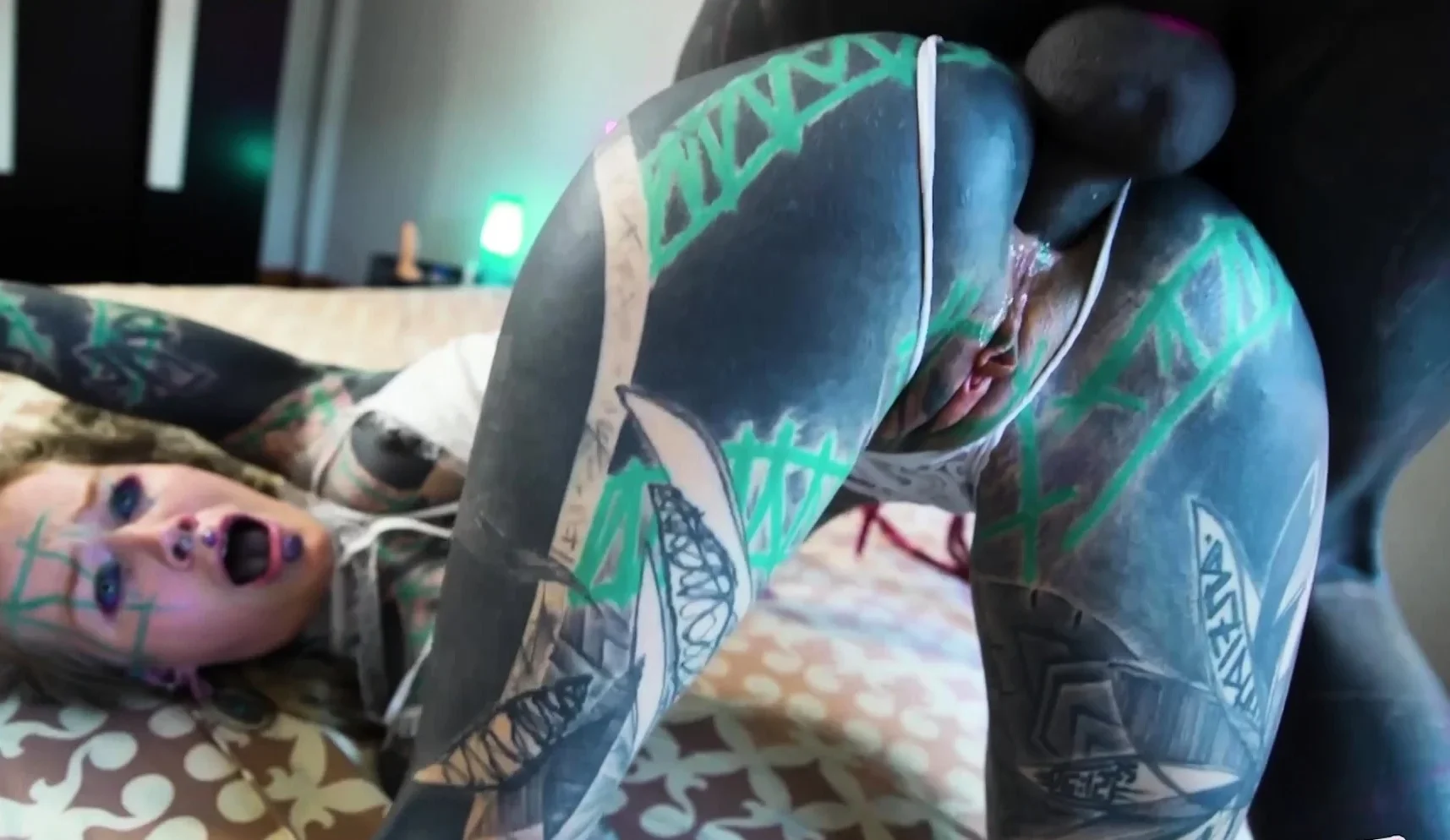 Sexy tattoo girl in lingerie rough anal fuck