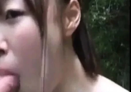 Asian couple fuck outside