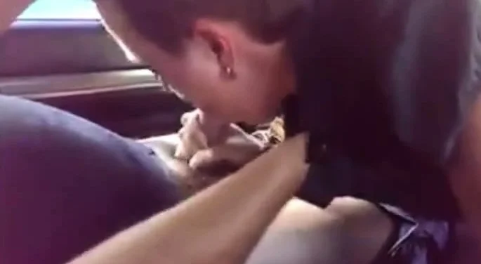 Russian whore sucked 2 cock in a car. Cum to her mouth