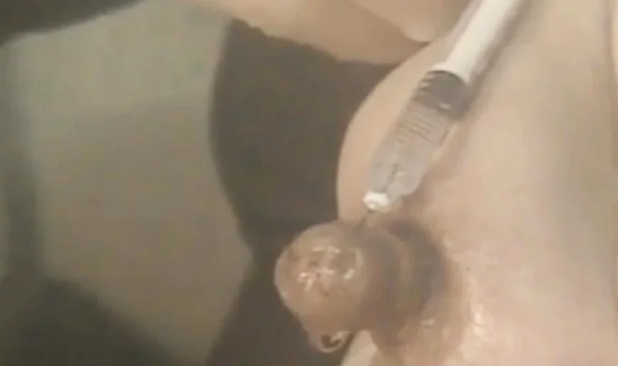 BDSM nipple play with needles from Japan