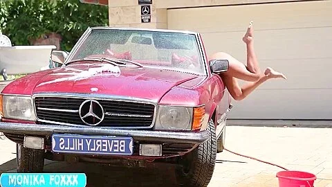 Busty Blonde Slut Monika Fox Car Wash And Anal Fuck With Glass Toy