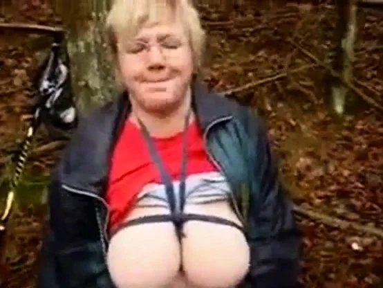 Mature bysty slut masturbating outdoor