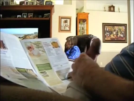 Jerking off behind his morning paper