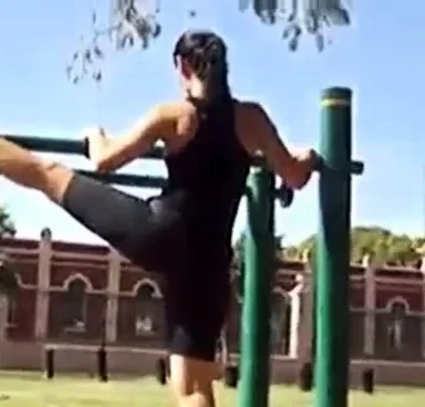Sporting gilr in the park