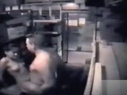 Restaurant employees copulate in the supply room