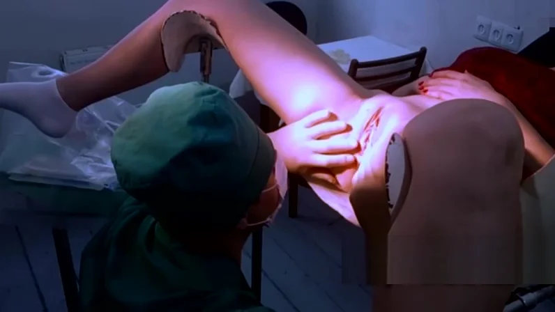 Full gyno exam gerl on gyno chair