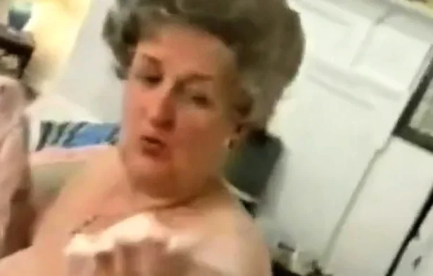 Old Granny  Striping off Her  Lingerie  and  Playing