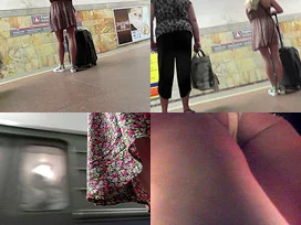 Gal in sexy g-string filmed by upskirting