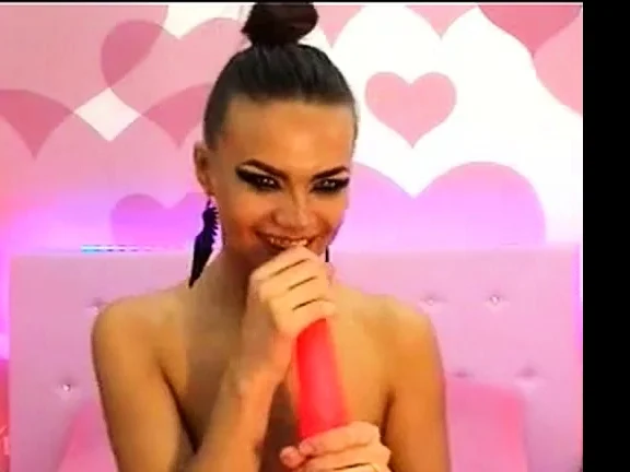 Pink dildo deepthroating by a hot chick DTD