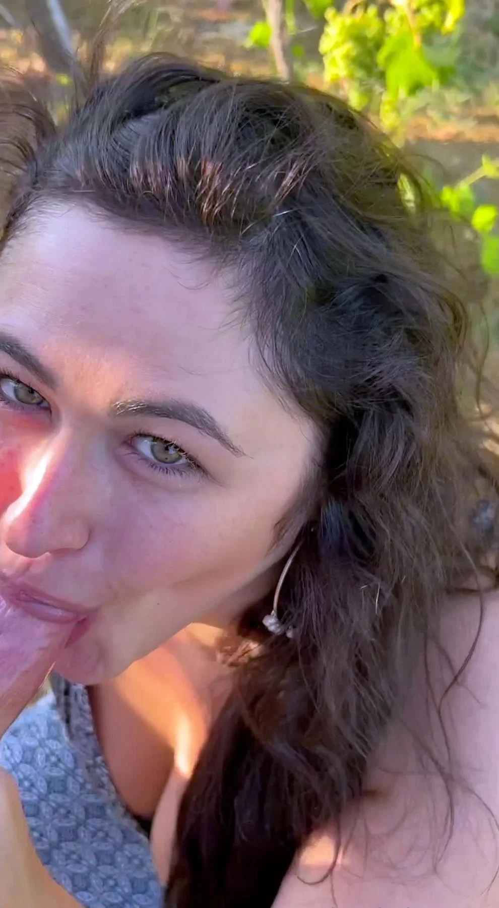 Big tit brunette sucks a big cock blowjob POV