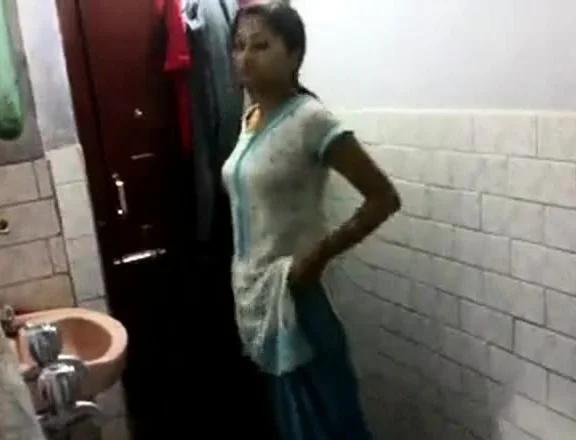 Indian girl in bathroom